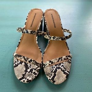 Python print slide heels.  2 in block heel.  Only worn once.  Women’s size 6.5